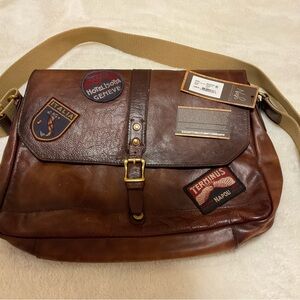 Patricia Nash Leather Travelers Messenger Bag (NWT)